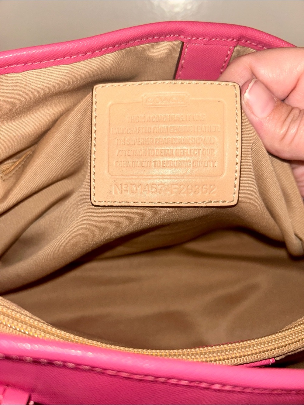 Coach Peyton Leather Drawstring Carryall Bag in the vibrant "Pomegranate" - Picture 11 of 12